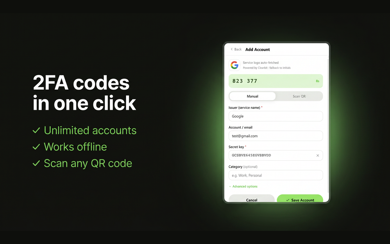 Browser extension 2fafast